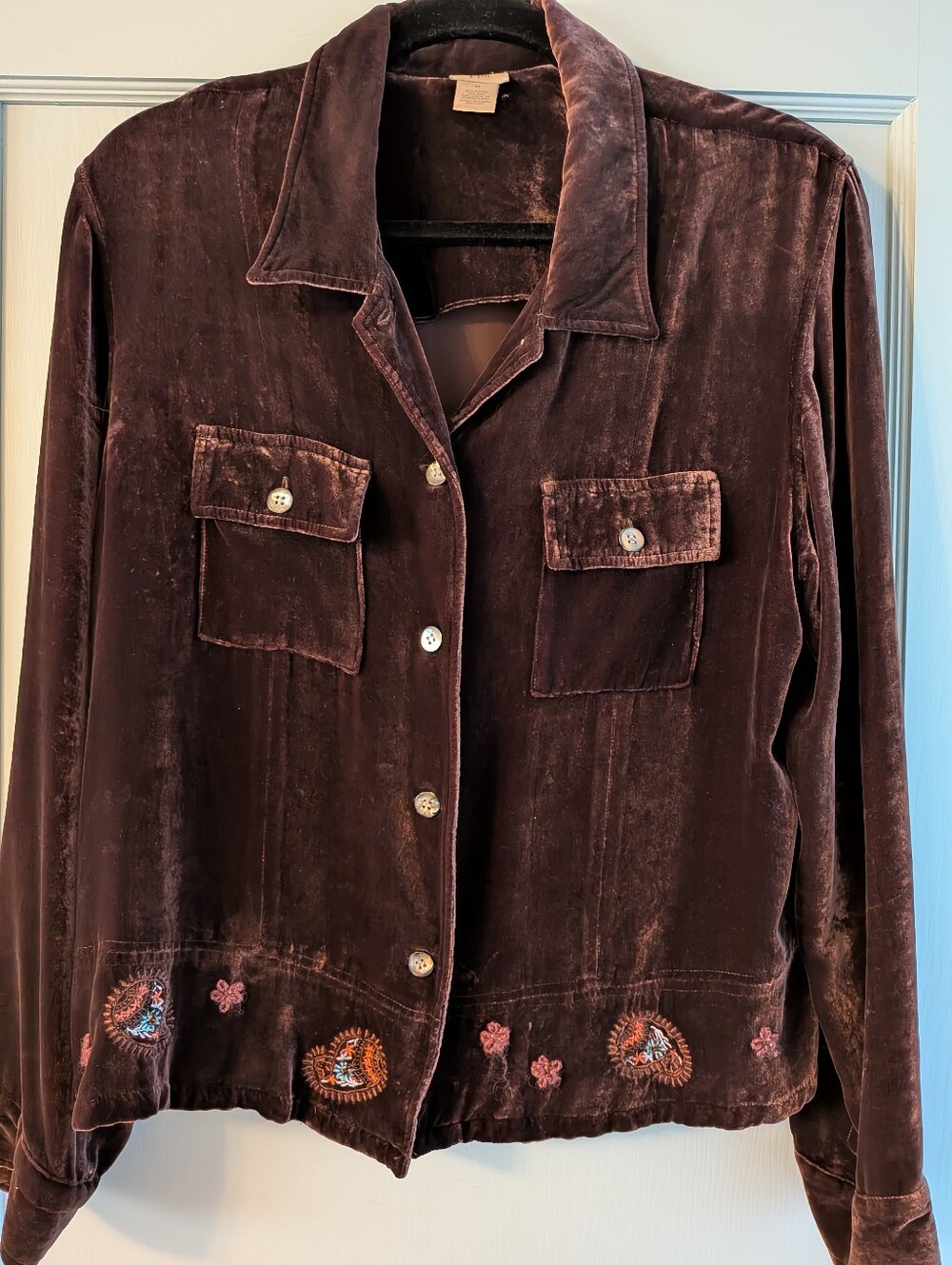 Vintage J Jill Embroidered Velvet Shirt/Jacket